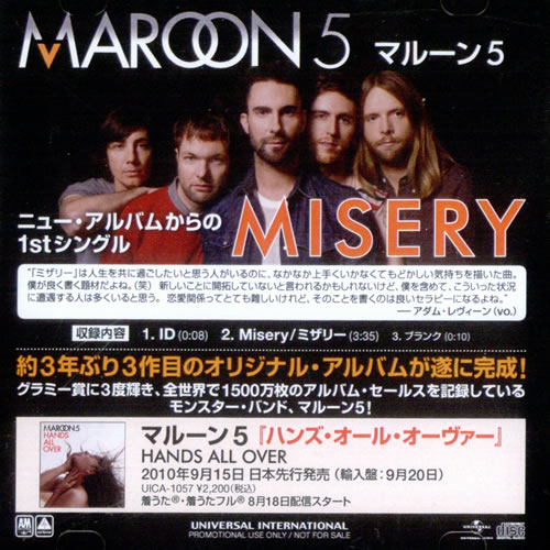 Maroon 5 Misery CD-R acetate Japanese MR5CRMI528246