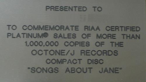 Maroon 5 Songs About Jane award disc US MR5AWSO425821