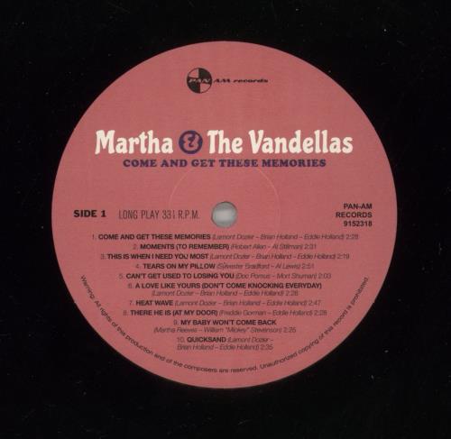 Martha Reeves & The Vandellas Come And Get These Memories vinyl LP album (LP record) UK RVELPCO868317