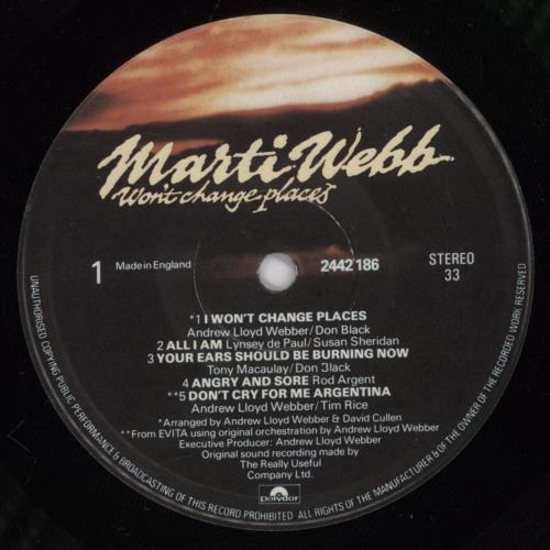 Marti Webb Won't Change Places vinyl LP album (LP record) UK MWBLPWO238740