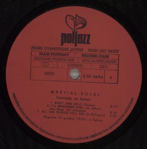 Martial Solal Martial Solal vinyl LP album (LP record) Polish MS4LPMA888457