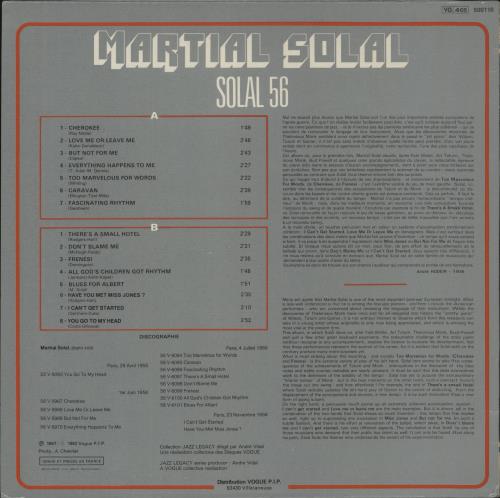 Martial Solal Solal 56 vinyl LP album (LP record) French MS4LPSO879869