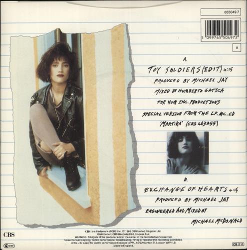 Martika Toy Soldiers 7" vinyl single (7 inch record / 45) UK MTK07TO226306