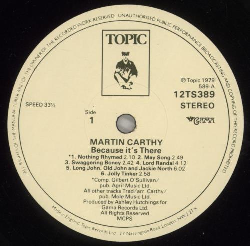 Martin Carthy Because It's There - EX vinyl LP album (LP record) UK CAYLPBE810870