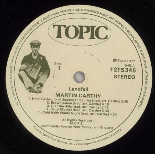 Martin Carthy Landfall vinyl LP album (LP record) UK CAYLPLA392042