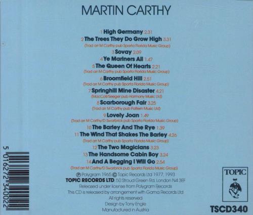 Martin Carthy Martin Carthy CD album (CDLP) UK CAYCDMA812931