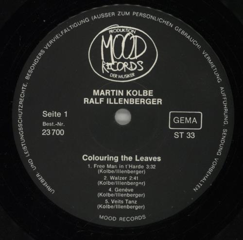 Martin Kolbe + Ralf Illenberger Colouring The Leaves vinyl LP album (LP record) German -I-LPCO885698