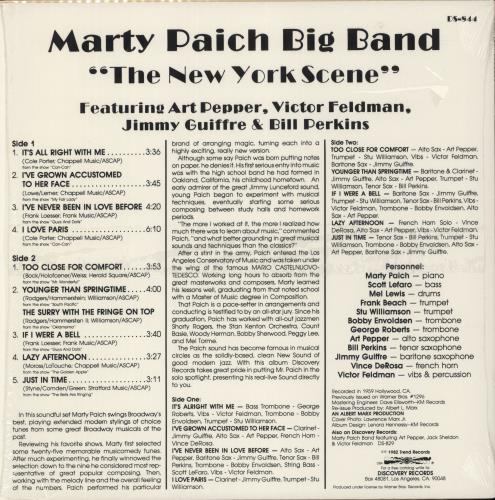Marty Paich The New York Scene - Shrink vinyl LP album (LP record) US MYPLPTH471006