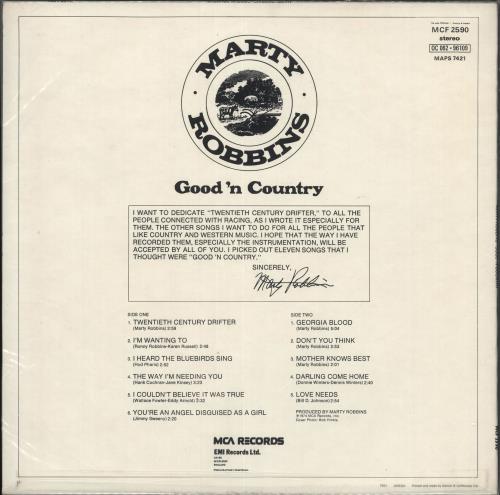 Marty Robbins Good 'n Country vinyl LP album (LP record) UK M/RLPGO461333