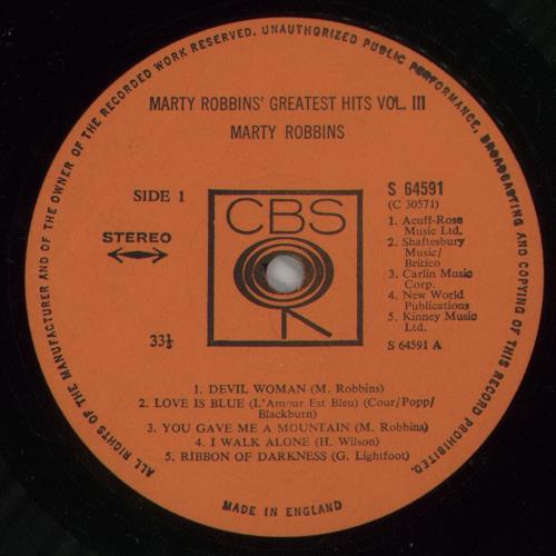 Marty Robbins Marty Robbins' Greatest Hits Vol. III vinyl LP album (LP record) UK M/RLPMA461327