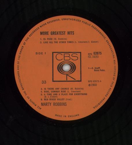 Marty Robbins More Greatest Hits vinyl LP album (LP record) UK M/RLPMO863810