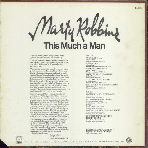 Marty Robbins This Much A Man vinyl LP album (LP record) US M/RLPTH770784