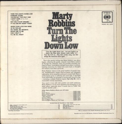 Marty Robbins Turn The Lights Down Low vinyl LP album (LP record) UK M/RLPTU851770