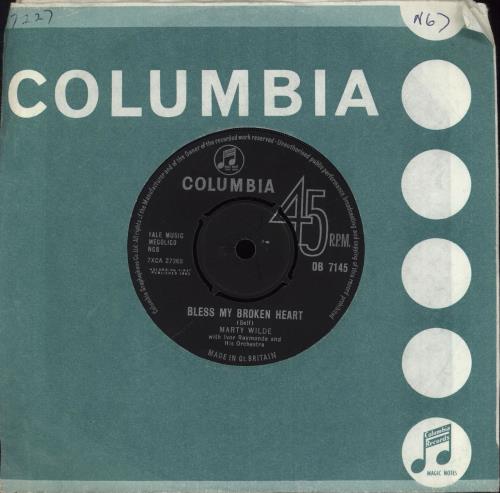 Marty Wilde Bless My Broken Heart 7" vinyl single (7 inch record / 45) UK YTM07BL552991