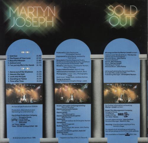 Martyn Joseph Sold Out vinyl LP album (LP record) UK JPHLPSO835138