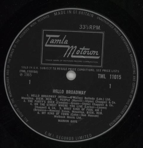 Marvin Gaye Hello Broadway vinyl LP album (LP record) UK MVGLPHE868787
