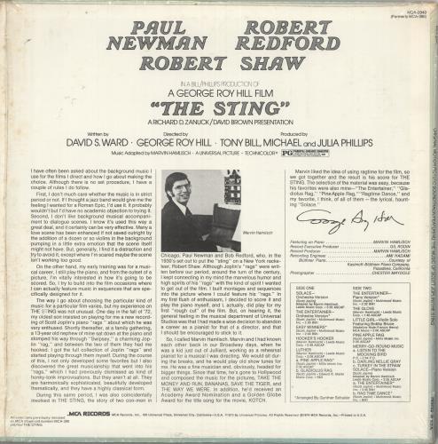 Marvin Hamlisch The Sting vinyl LP album (LP record) US MH1LPTH735377