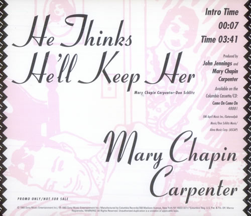 Mary Chapin Carpenter He Thinks He'll Keep Her CD single (CD5 / 5") US M-CC5HE111943