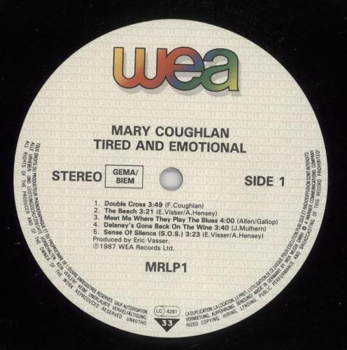 Mary Coughlan Tired & Emotional vinyl LP album (LP record) Irish MEFLPTI698269