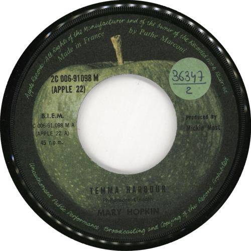 Mary Hopkin Temma Harbour 7" vinyl single (7 inch record / 45) French MHP07TE721517