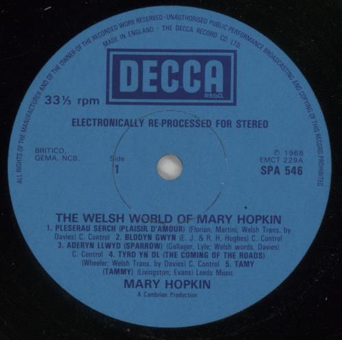 Mary Hopkin The Welsh World Of Mary Hopkin + Photo vinyl LP album (LP record) UK MHPLPTH873927