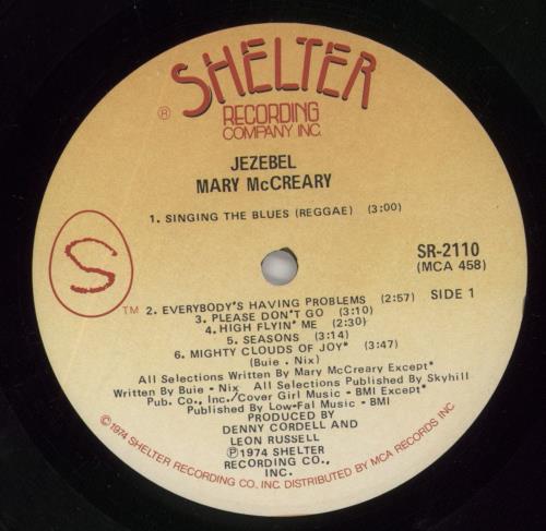 Mary McCreary Jezebel vinyl LP album (LP record) US 9BZLPJE860563