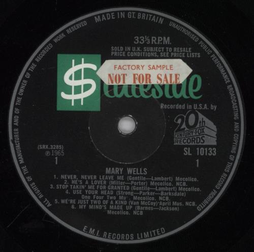 Mary Wells Mary Wells - Factory Sample Stickered vinyl LP album (LP record) UK MRWLPMA894764