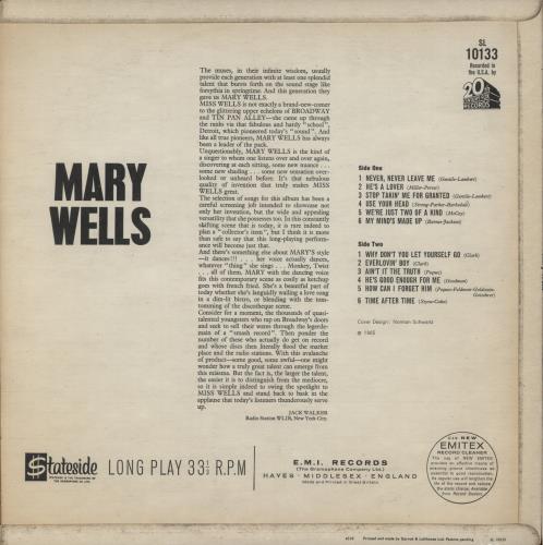Mary Wells Mary Wells - Factory Sample Stickered vinyl LP album (LP record) UK MRWLPMA894764