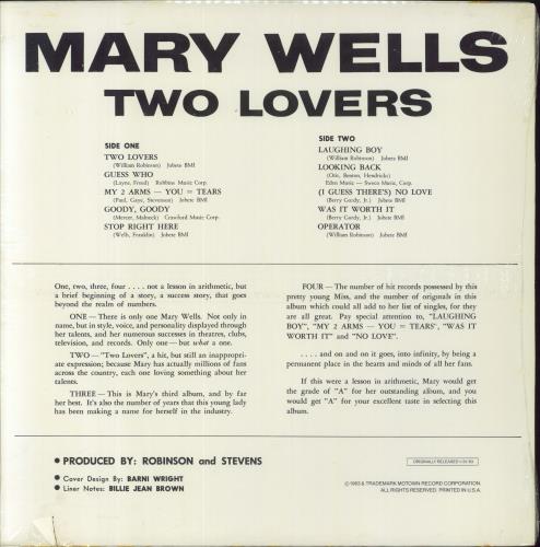 Mary Wells Two Lovers - Sealed vinyl LP album (LP record) US MRWLPTW828921