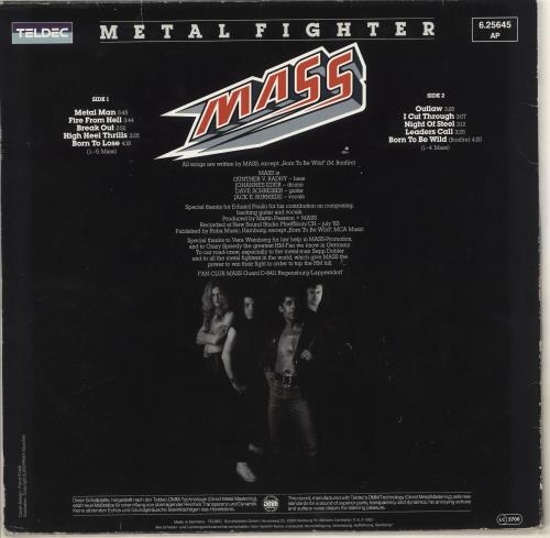 Mass (German) Metal Fighter + insert vinyl LP album (LP record) German Z8ULPME725615