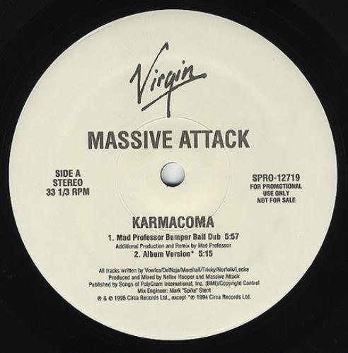 Massive Attack Karmacoma 12" vinyl single (12 inch record / Maxi-single) US M-A12KA56370