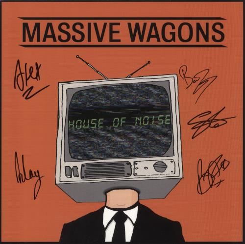 Massive Wagons House Of Noise - Orange Vinyl - Fully Autographed - EX vinyl LP album (LP record) UK 3C9LPHO875419