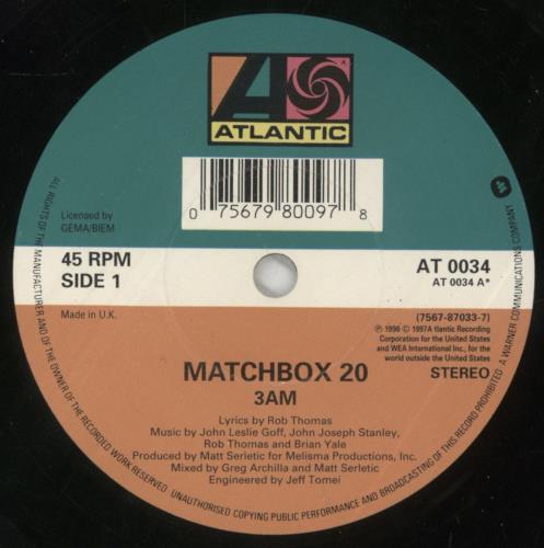 Matchbox 20 3am 7" vinyl single (7 inch record / 45) UK MBX07AM160314