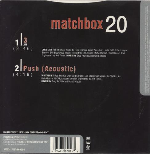 Matchbox 20 3am 7" vinyl single (7 inch record / 45) UK MBX07AM160314