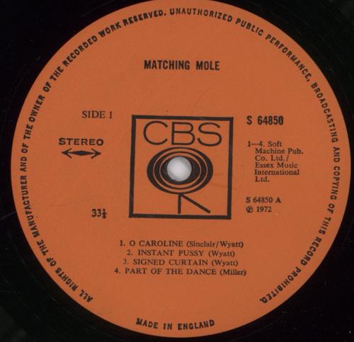 Matching Mole Matching Mole - 1st vinyl LP album (LP record) UK MTMLPMA142170