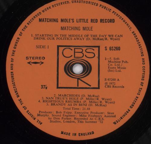 Matching Mole Matching Mole's Little Red Record vinyl LP album (LP record) UK MTMLPMA892007