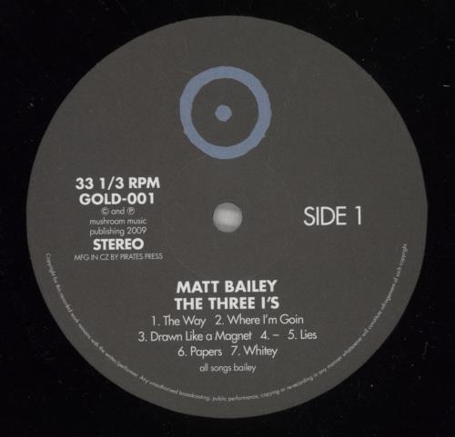 Matt Bailey The Three I's vinyl LP album (LP record) Australian -AXLPTH888127