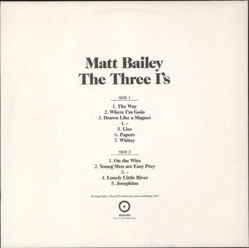 Matt Bailey The Three I's vinyl LP album (LP record) Australian -AXLPTH888127
