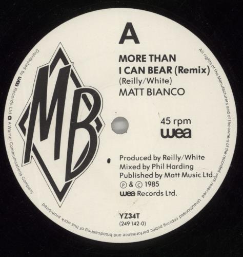 Matt Bianco More Than I Can Bear - Remix 12" vinyl single (12 inch record / Maxi-single) UK MTB12MO258390