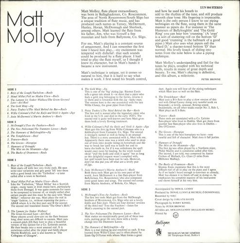 Matt Molloy Matt Molloy vinyl LP album (LP record) Irish ZD6LPMA717714