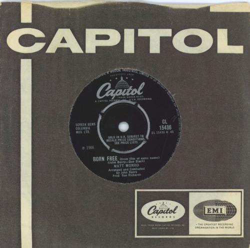 Matt Monro Born Free 7" vinyl single (7 inch record / 45) UK MTN07BO679535