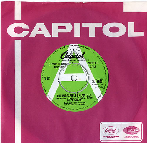 Matt Monro The Impossible Dream - A Label 7" vinyl single (7 inch record / 45) UK MTN07TH588724