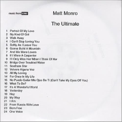 Matt Monro The Ultimate CD-R acetate UK MTNCRTH317702