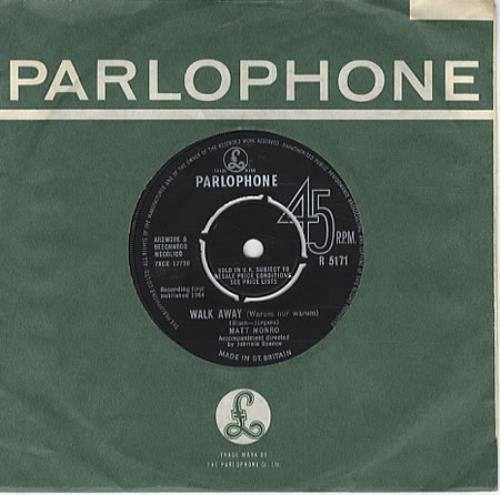 Matt Monro Walk Away 7" vinyl single (7 inch record / 45) UK MTN07WA331195