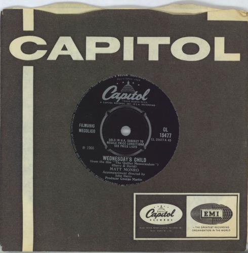Matt Monro Wednesday's Child 7" vinyl single (7 inch record / 45) UK MTN07WE520868