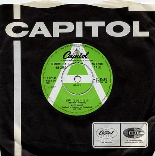 Matt Monro What To Do? - 'A' Label Demo 7" vinyl single (7 inch record / 45) UK MTN07WH454147