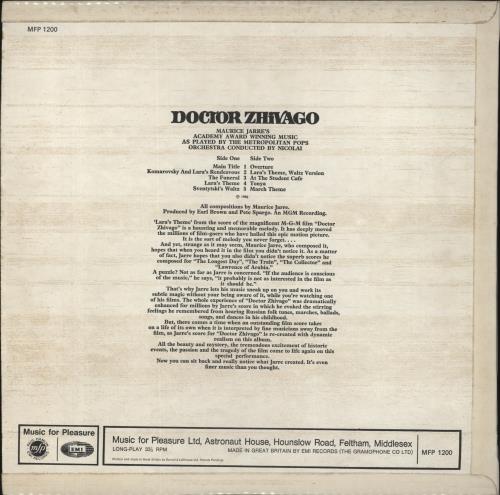 Maurice Jarre Doctor Zhivago vinyl LP album (LP record) UK MJALPDO386591