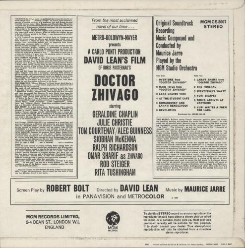 Maurice Jarre Doctor Zhivago vinyl LP album (LP record) UK MJALPDO504827