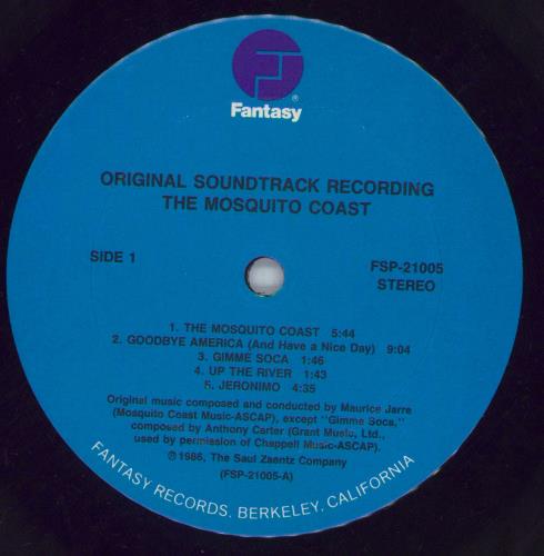 Maurice Jarre The Mosquito Coast vinyl LP album (LP record) US MJALPTH821086