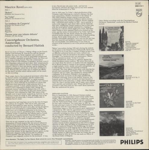 Maurice Ravel Bolero & La Valse vinyl LP album (LP record) Dutch RVZLPBO532296